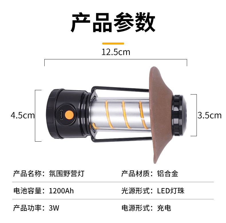 The new cross-border high-intensity charging atmosphere illumination street camping lamp, portable emergency outdoor camping lamp, and ultra-long battery life pic 14
