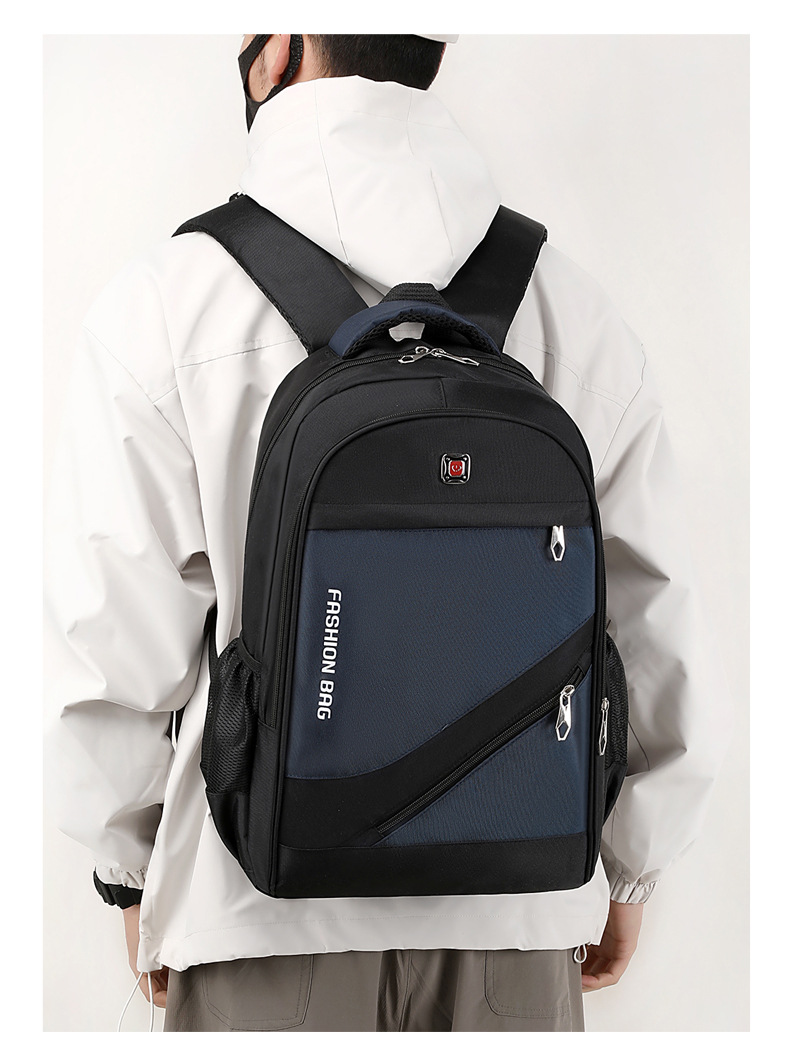 外贸新款双肩包男商务潮流休闲电脑背包通勤学生书包大容量旅行包详情19