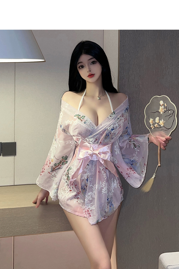 寝慕情趣内衣和服浴袍套装制服诱惑印花日系蝴蝶结性感睡衣316详情14