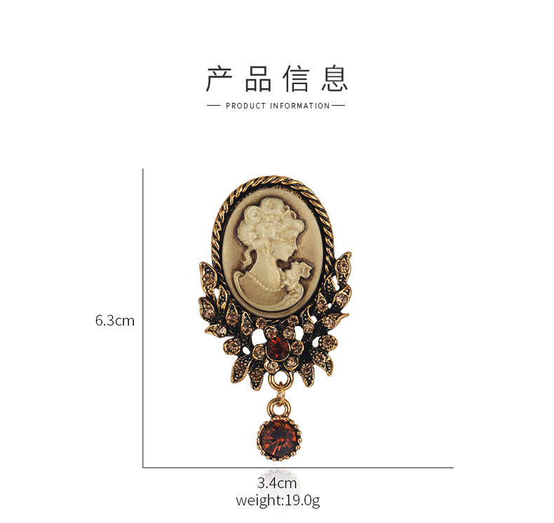 美人头像胸针镶钻气质胸花大气经典毛衣西服大衣扣针古典配饰别针详情2