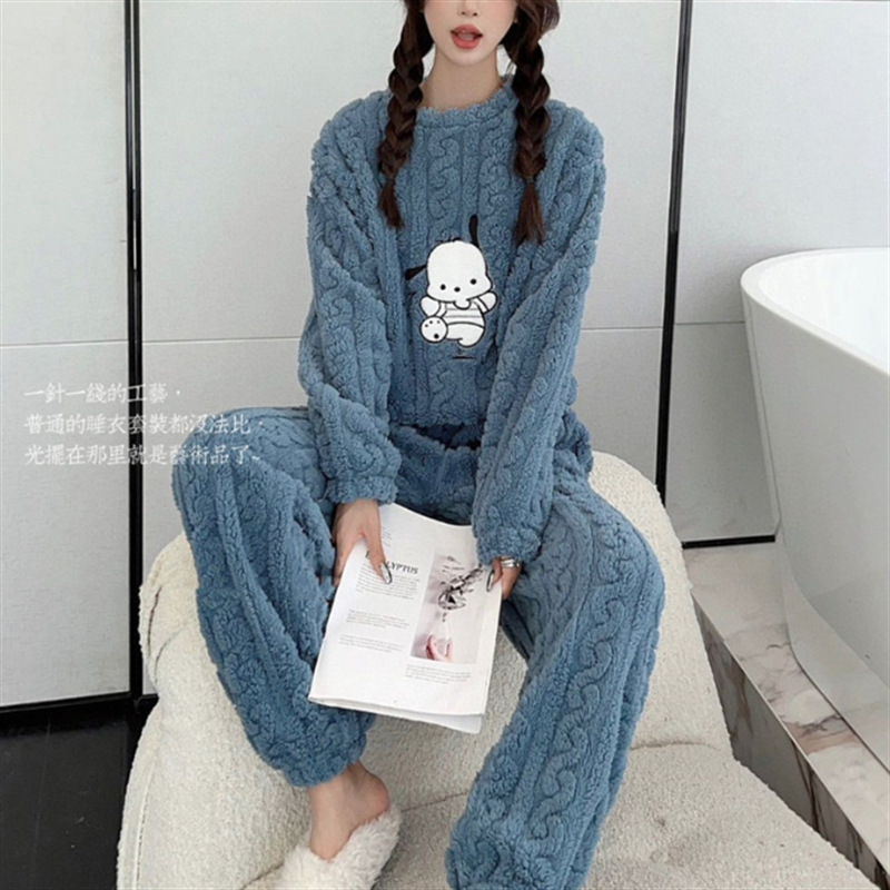 秋冬珊瑚绒暖暖套装印花睡衣家居服舒棉绒提花情侣套装批发长袖详情14