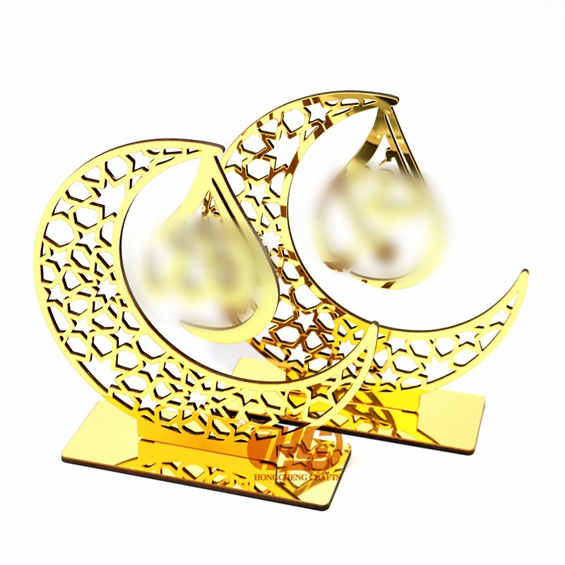 跨境月亮镂空亚克力镜面立体节日家居装饰桌面摆件摆台字母工艺品详情1