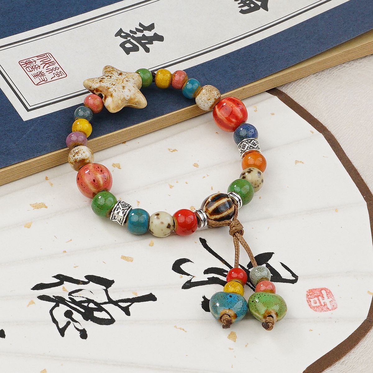 Ethnic-style ceramic beaded bracelet for women, light luxury and high-end feel, new Chinese-style retro bracelet, couple and best friend jewelry pic 3