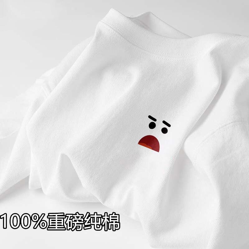 新疆纯棉短袖t恤男女同款清新简约白色打底衫ins夏季宽松半袖体恤详情17