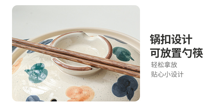 Japanese ceramic 煲仔饭 special clay pot for household wholesale high-temperature resistant gas shallow-mouthed small stewing pot clay pot pic 13
