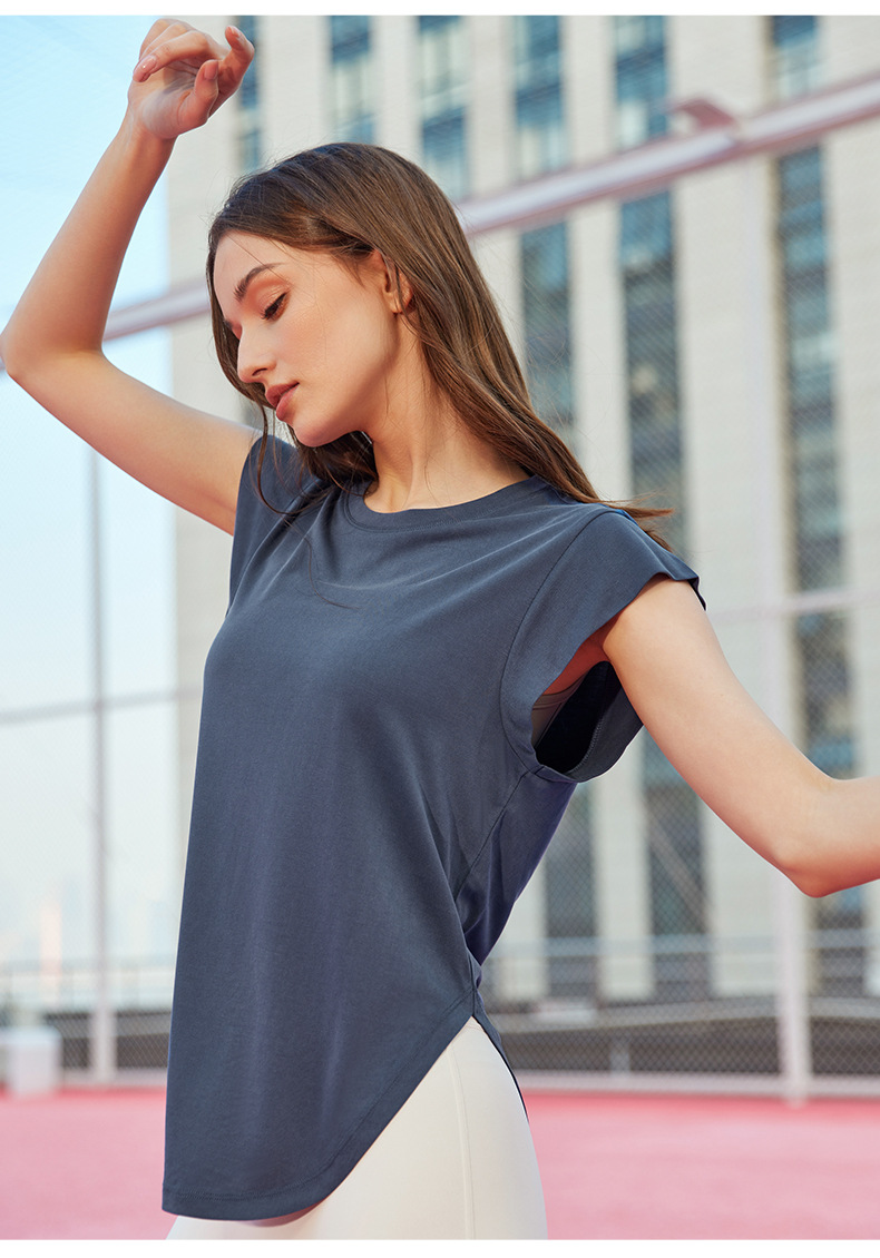 Spring and summer yoga vest top for women, loose, slimming and concealing yoga wear, running training, short-sleeved fitness T-shirt pic 27