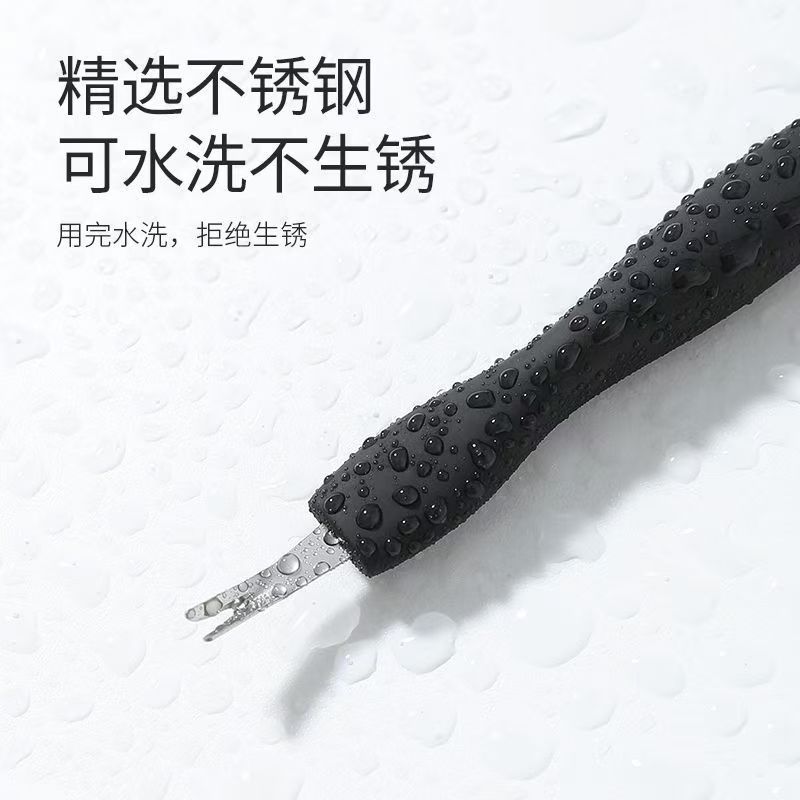 现货批发美甲工具韩式V型橡塑双头防滑不锈钢死皮叉去角质甲沟污详情8