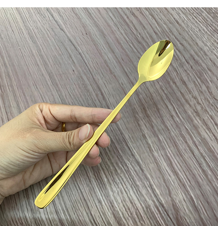 304不锈钢金色咖啡勺搅拌勺镀金长柄勺家用喝粥调羹蛋糕甜品勺详情9