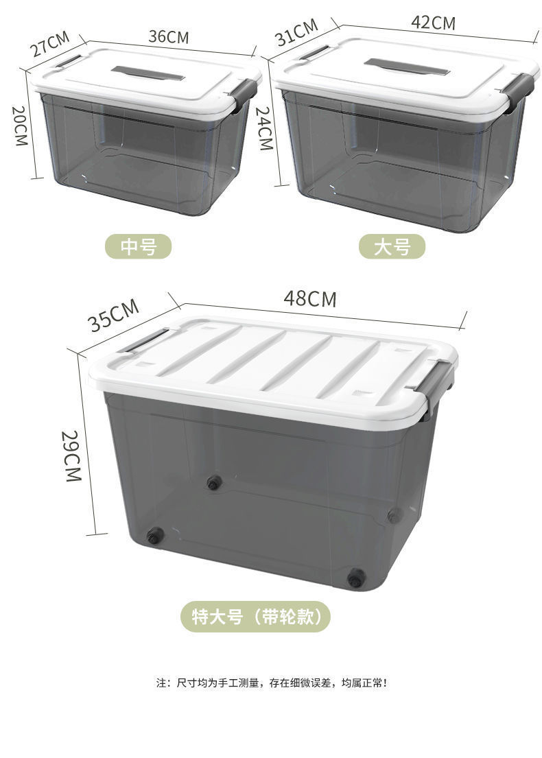 收纳箱家用储物箱透明杂物玩具收纳盒大号衣服整理箱零食塑料批发详情2