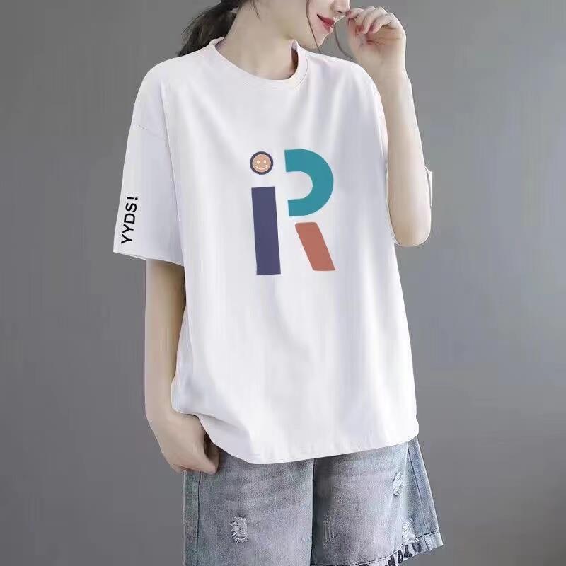 清仓捡漏~尾单大牌剪标专柜撤回外贸大码女装短袖中长款印花t恤女详情5