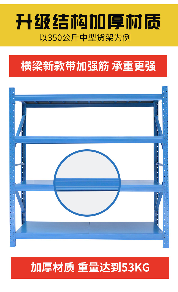 加厚置物架地下室家用储物架超市重型多层仓储货物铁架子仓库货架详情9