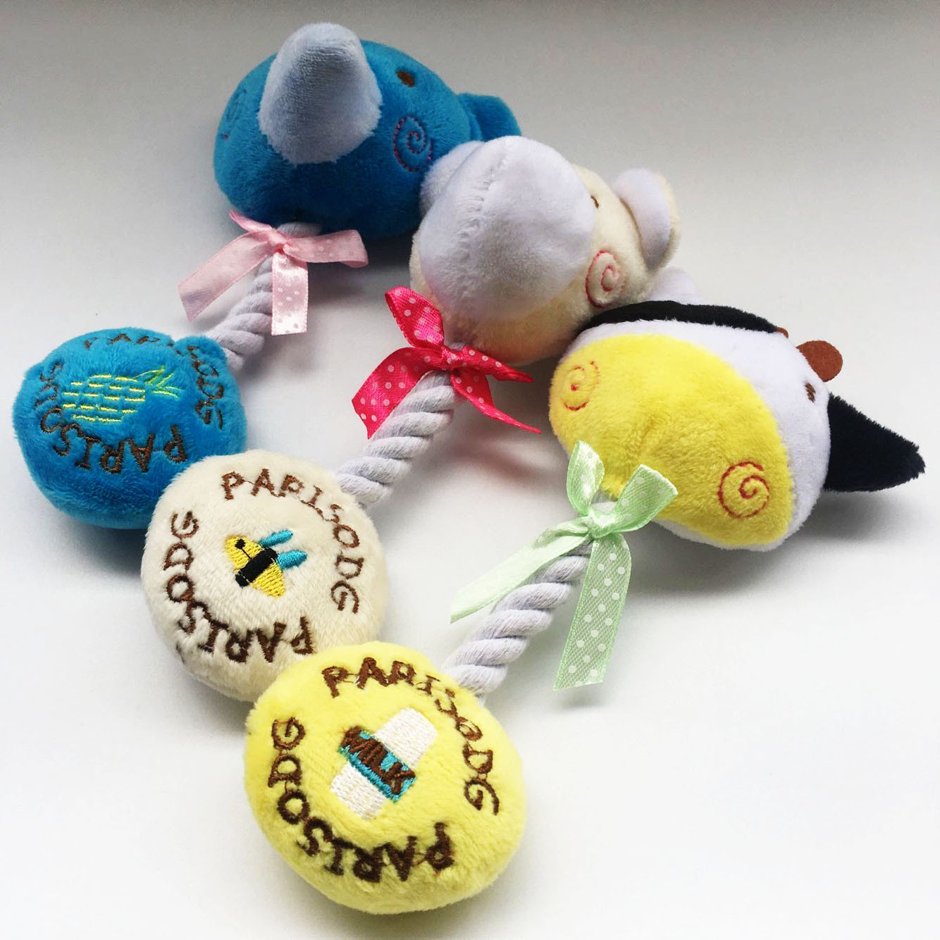 Cat and dog teething, teeth cleaning, plush sound-making toys with cotton ropes, bull and bear combination cloth toys, pet dog supplies pic 5