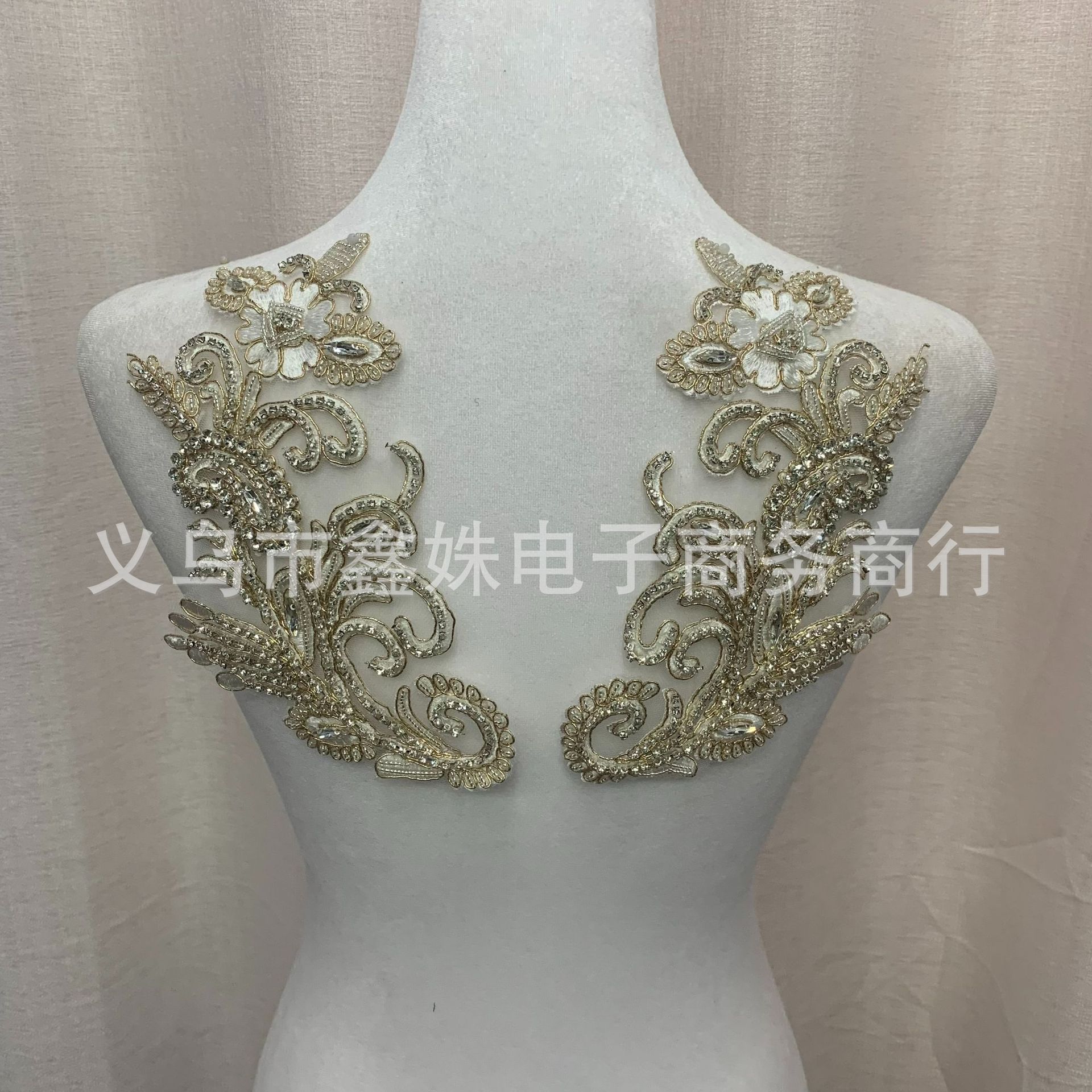 DIY handcrafted wedding dress accessories, dress accessories and clothing accessories with multi-color hand-stitched beaded and beaded lace patchwork pic 7