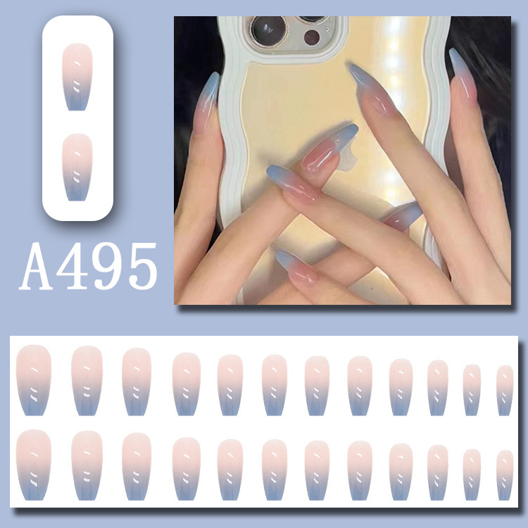 Wearable nail art pieces, artificial nail products, detachable, simple lemon ice transparent, popular online style Douyin nail art hair replacement pic 34