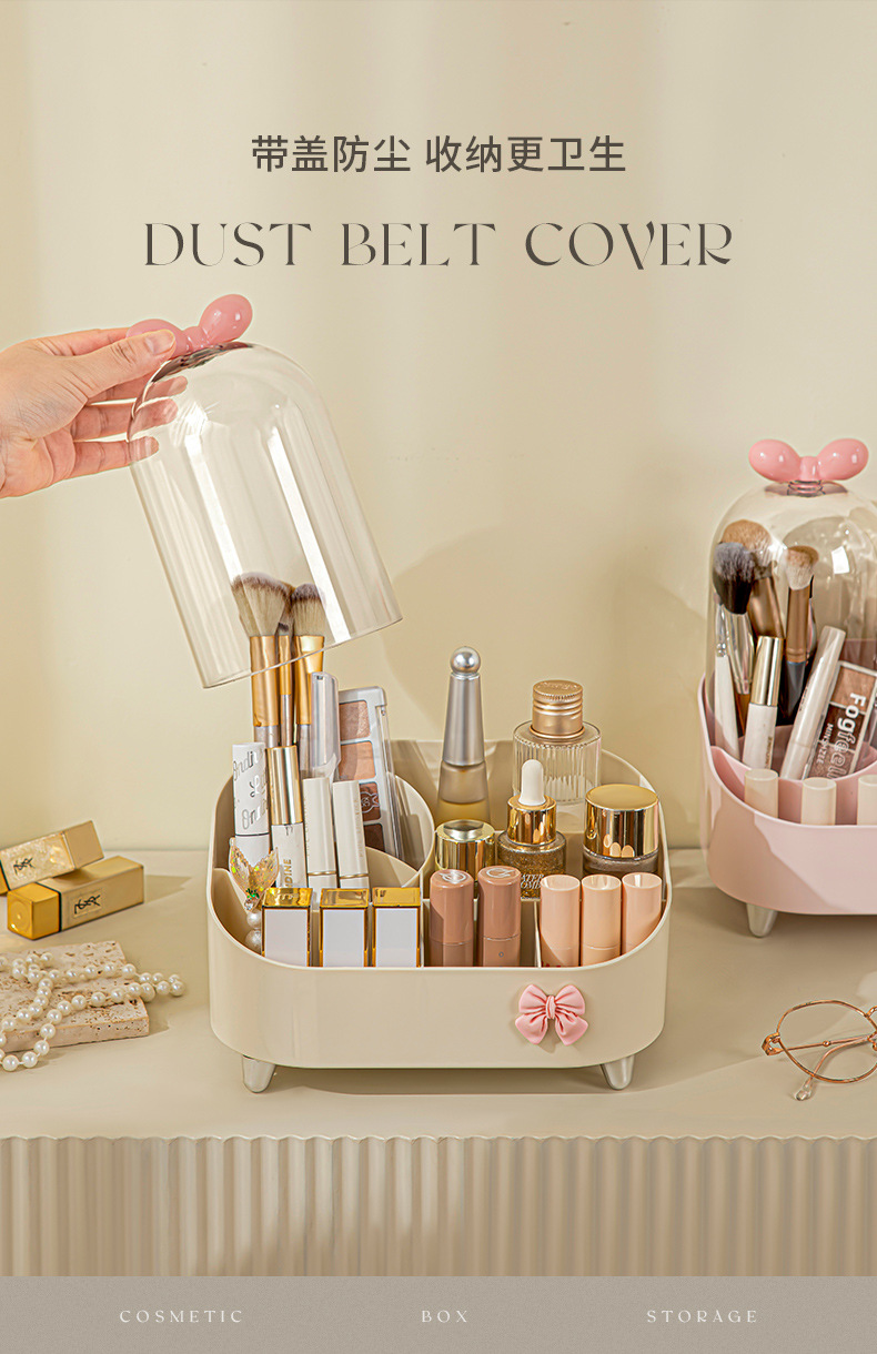 Cosmetic storage box, home dressing table, modern light luxury style, large-capacity skin care product storage, multi-functional compartments pic 6
