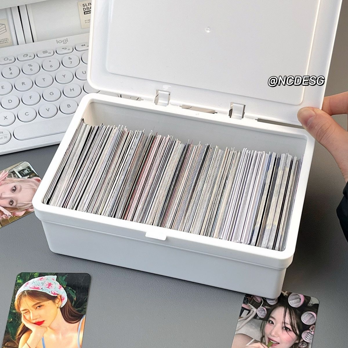 纯白翻盖无印风收纳盒 ins出卡手账素材封口贴防尘整理盒详情6