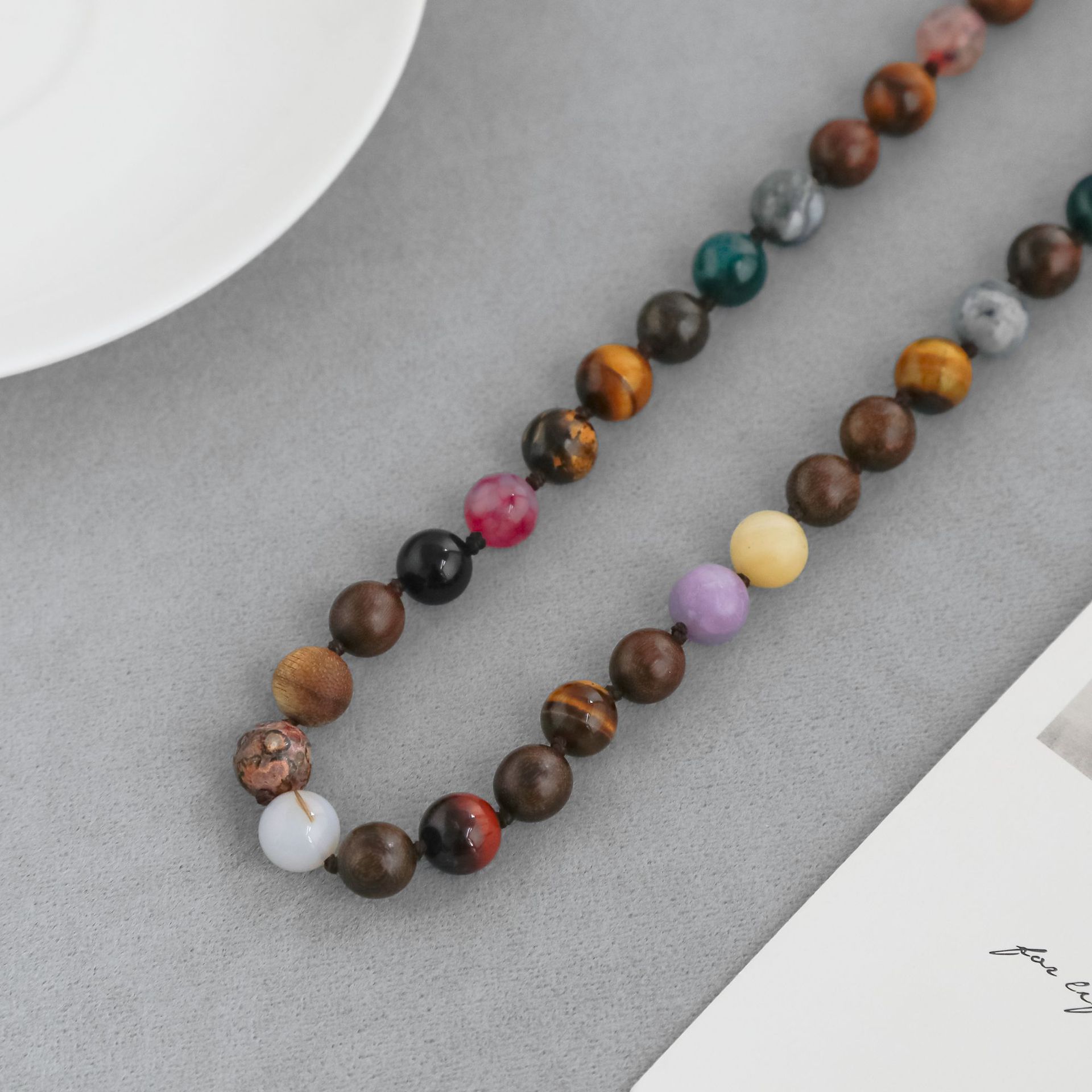 ZIXIU*家沉香木串珠项链新中式董洁同款复古天然石玛瑙串珠锁骨链详情9