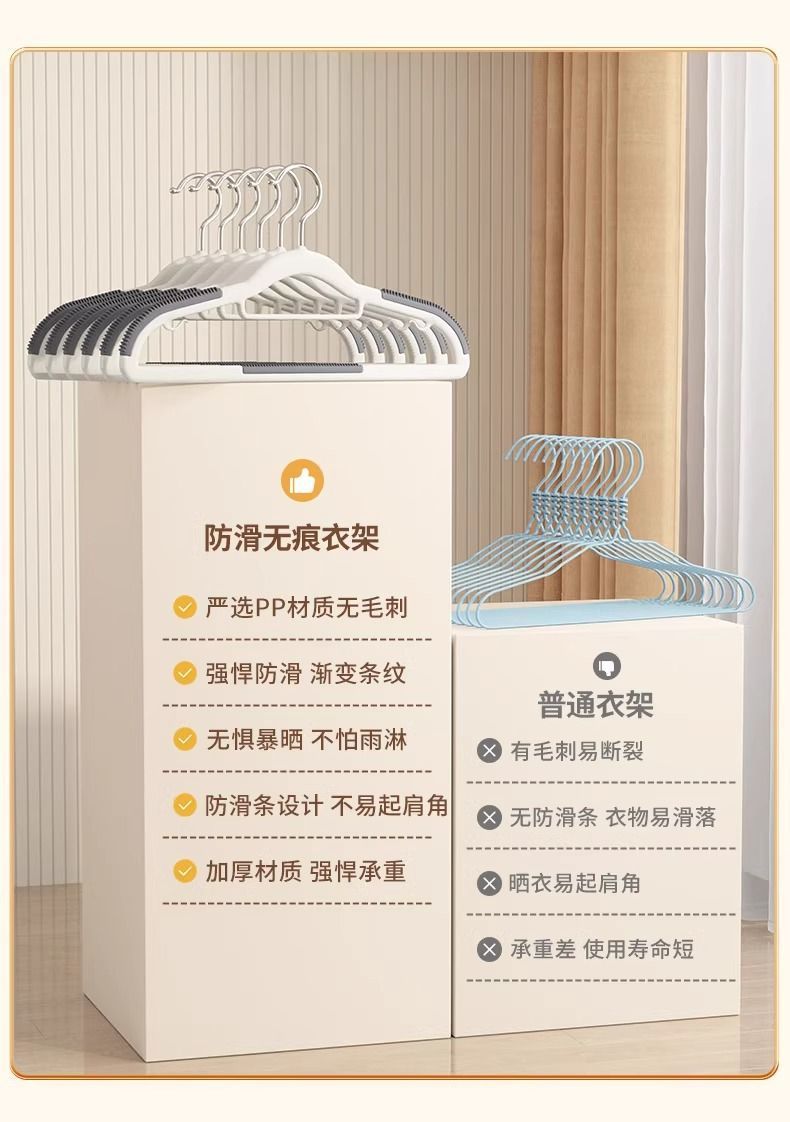 双位衣架无痕防滑家用防肩角塑料晾晒衣服架子两用衣挂阳台衣撑子详情16