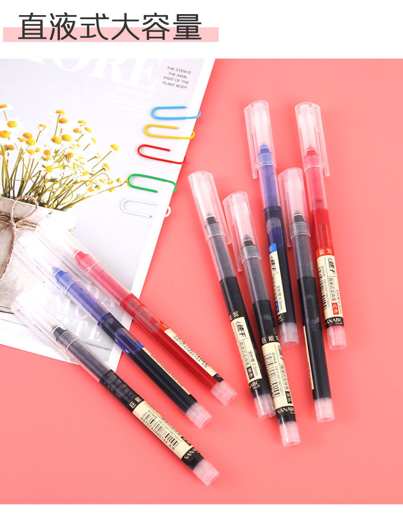 Wholesale of direct-flow ballpoint pens, quick-drying black pens, student pens, gel pens, stationery, large-capacity 0.5mm practice water pens pic 9
