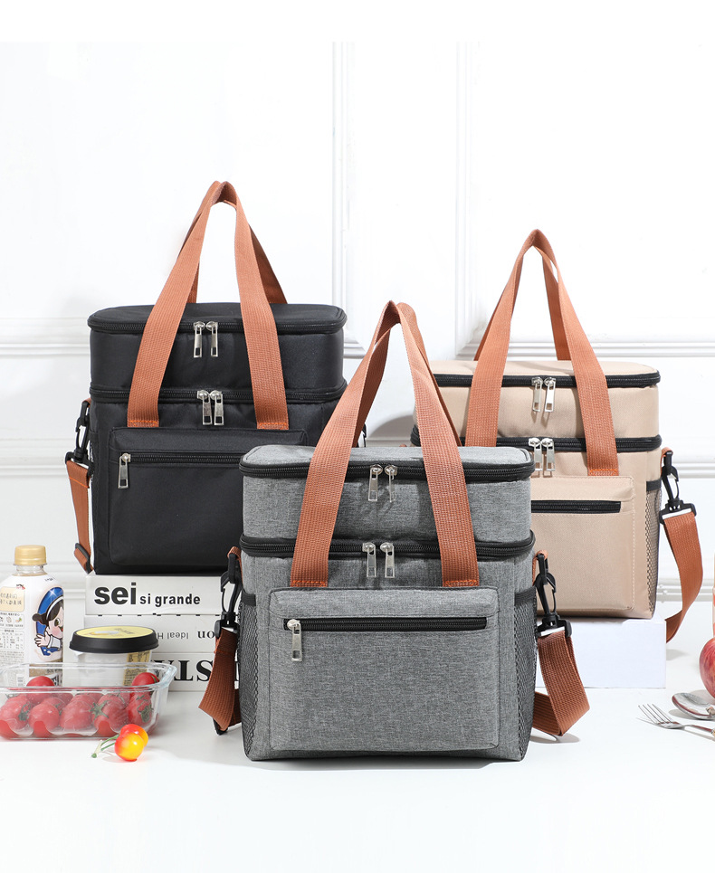跨境热销双层午餐包牛津布加厚便携保鲜冰包铝箔餐包手提保温包详情8