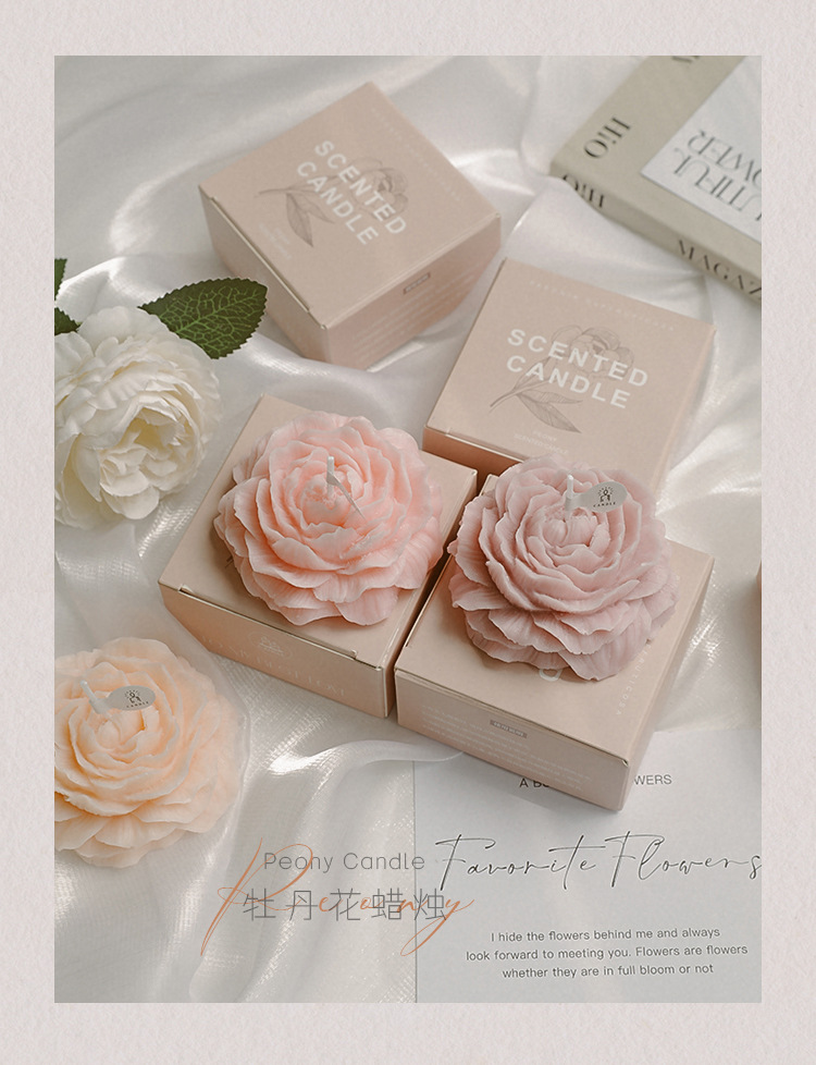 香氛伴手礼牡丹花造型蜡烛摆件氛围感礼物母亲节创意香薰蜡烛定制详情8