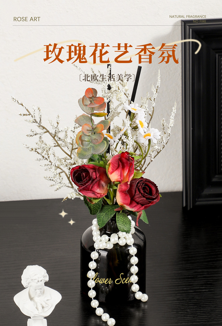 Simulated rose and Daisy bouquets, flameless aromatherapy ornaments, aromatherapy home living room and bedroom atmosphere floral art ornaments pic 1