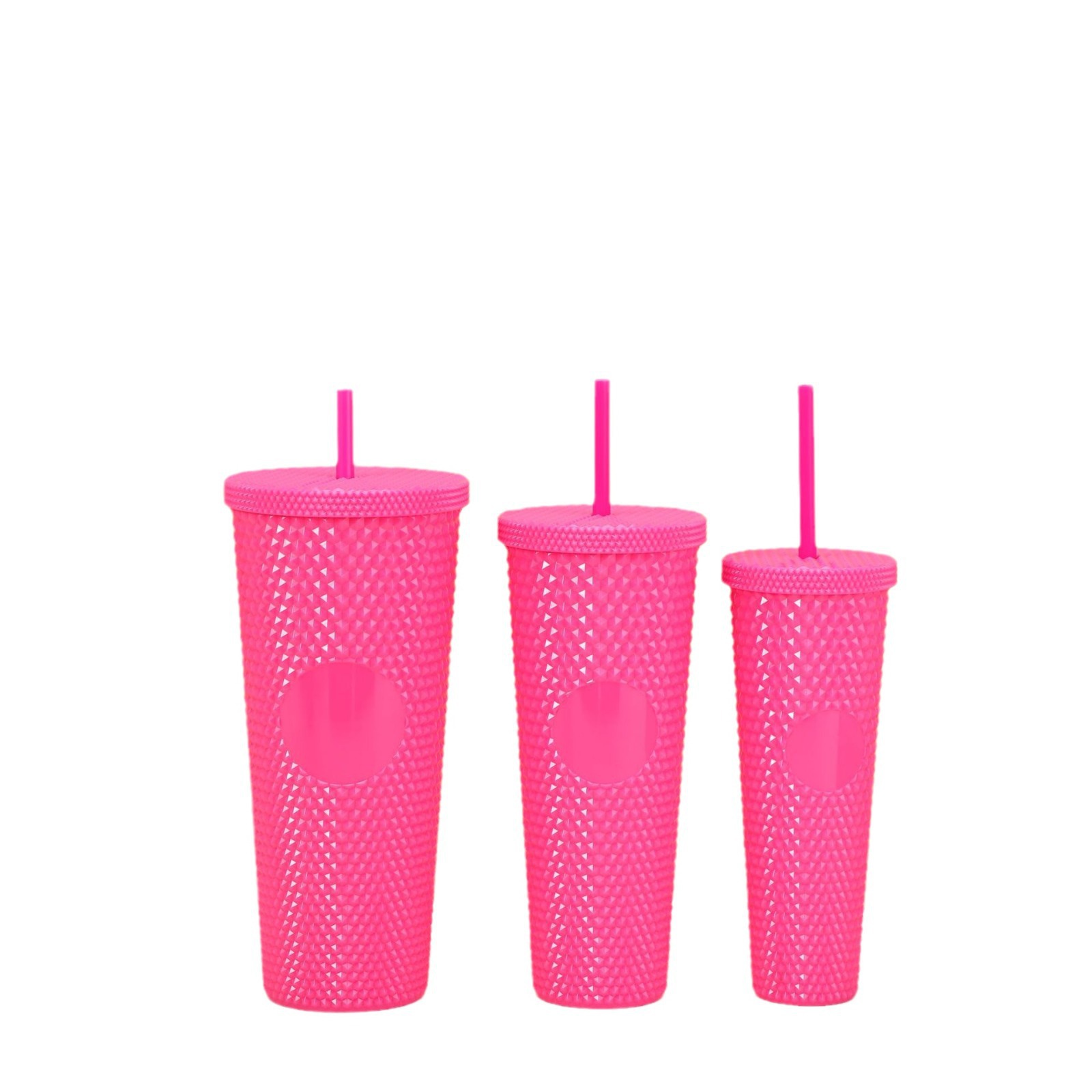 Cross-border durian cup three-piece set, two-piece set, double-layer, single-layer, large-capacity, prickly straw, plastic cup, custom logo pic 10