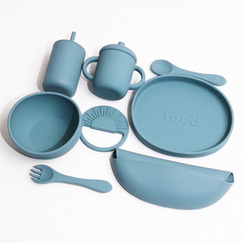儿童餐具亚马逊电商母婴餐具套装硅胶吸盘碗硅胶围兜硅胶勺子详情4
