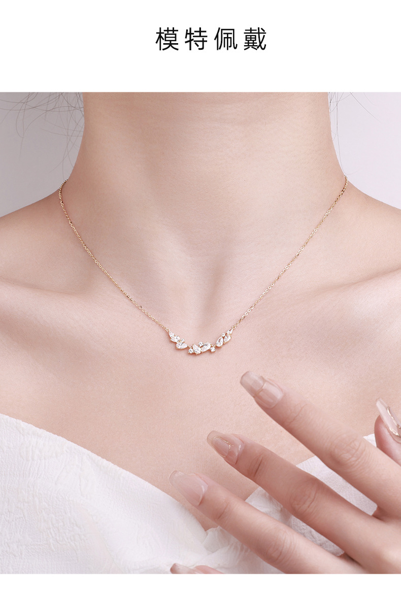 影响力饰品紫藤花通体s925纯银微笑项链女轻奢甜美温柔锁骨链送女友礼物批发详情3