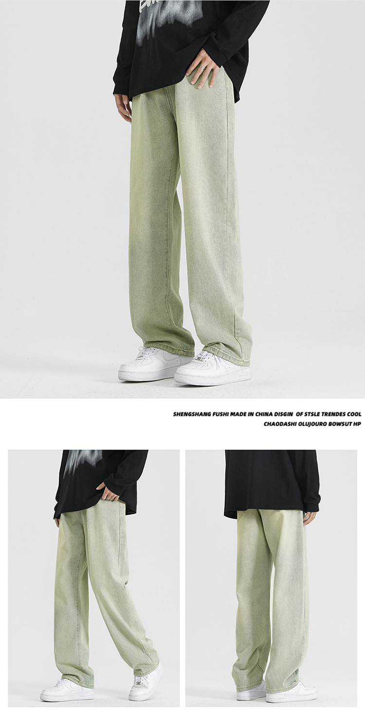 复古水洗牛仔裤男生春秋季潮牌vibe宽松直筒裤子高街阔腿休闲长裤详情23