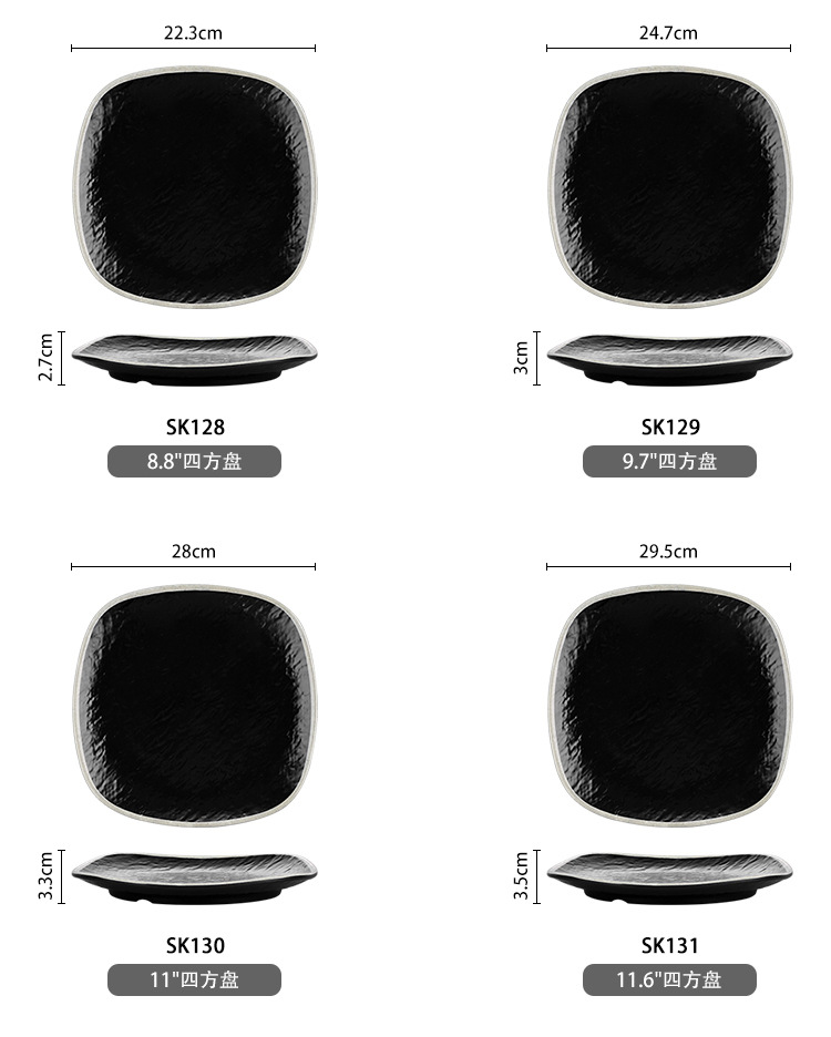 Melamine tableware with black background and white circle, hot pot tableware, noodle restaurant bowls, flavor plates, melamine tableware wholesale pic 17
