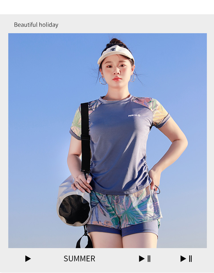 Wholesale of large-sized swimsuits for women, conservative and slimming two-piece sets, printed and slimming swimsuits for swimming, vacation and hot springs -028589 pic 44