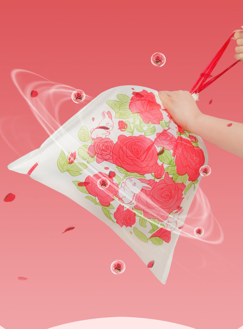 欧凯斯免撕手提式垃圾袋加厚家用不易破厚款拉束绳抽绳式塑料袋详情13