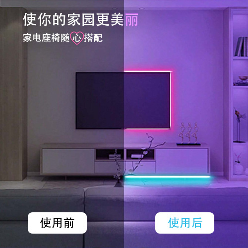 跨境电商5050RGB灯带套装12V七彩led软灯条低压蓝牙音乐装饰氛围详情14