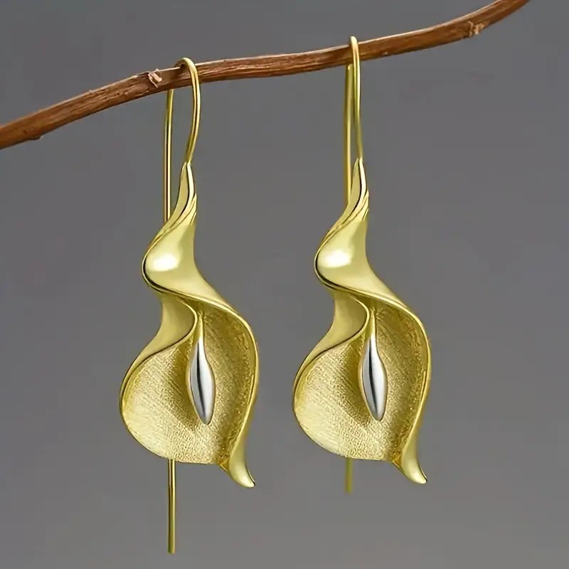 素馨跨境欧美热销的兰花花朵设计烧焊耳钩耳环简约时尚的首饰批发详情2