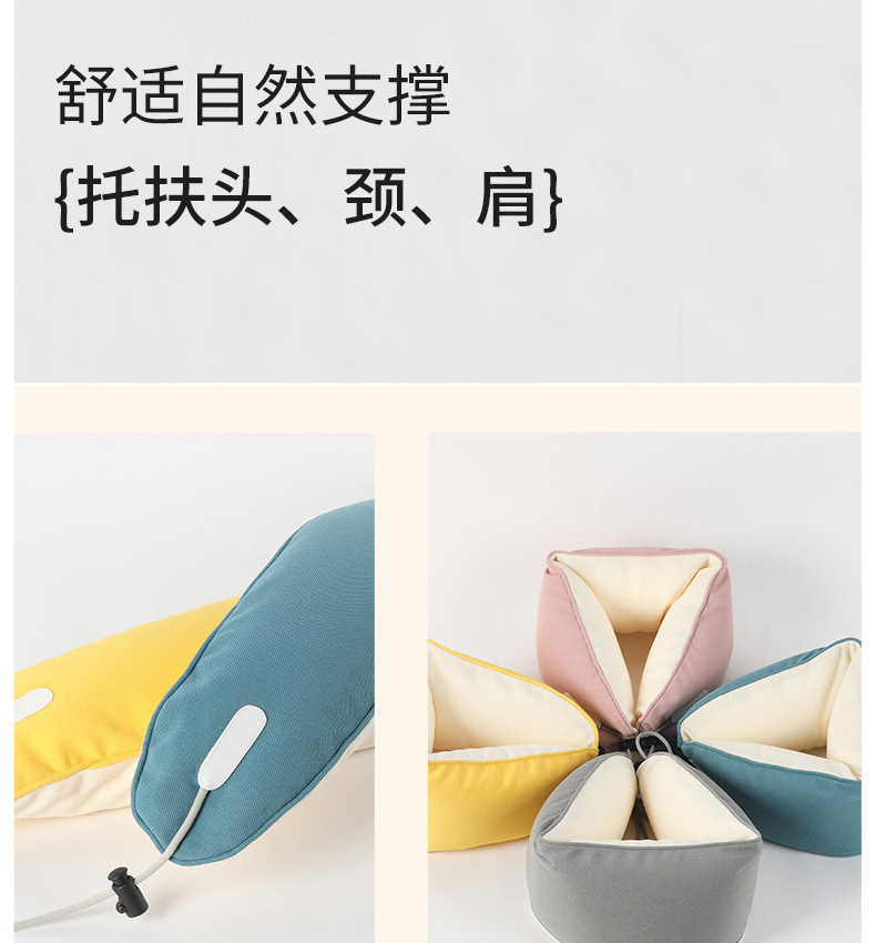 Simple U-shaped pillow macaron color, ins style adjustable neck pillow, portable pillow for home and travel, soft neck support pic 6