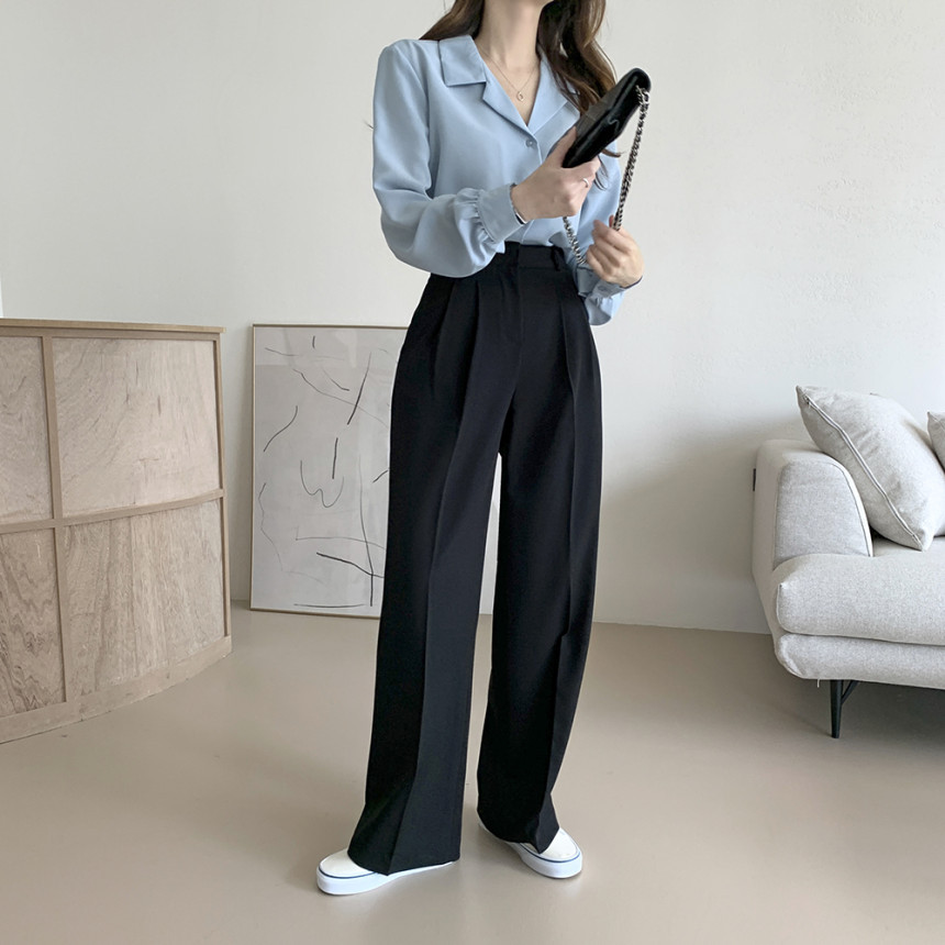 Korean chic2025 Spring/Summer simple solid color elegant suit collar chiffon shirt, French gentle long-sleeved shirt for women pic 7