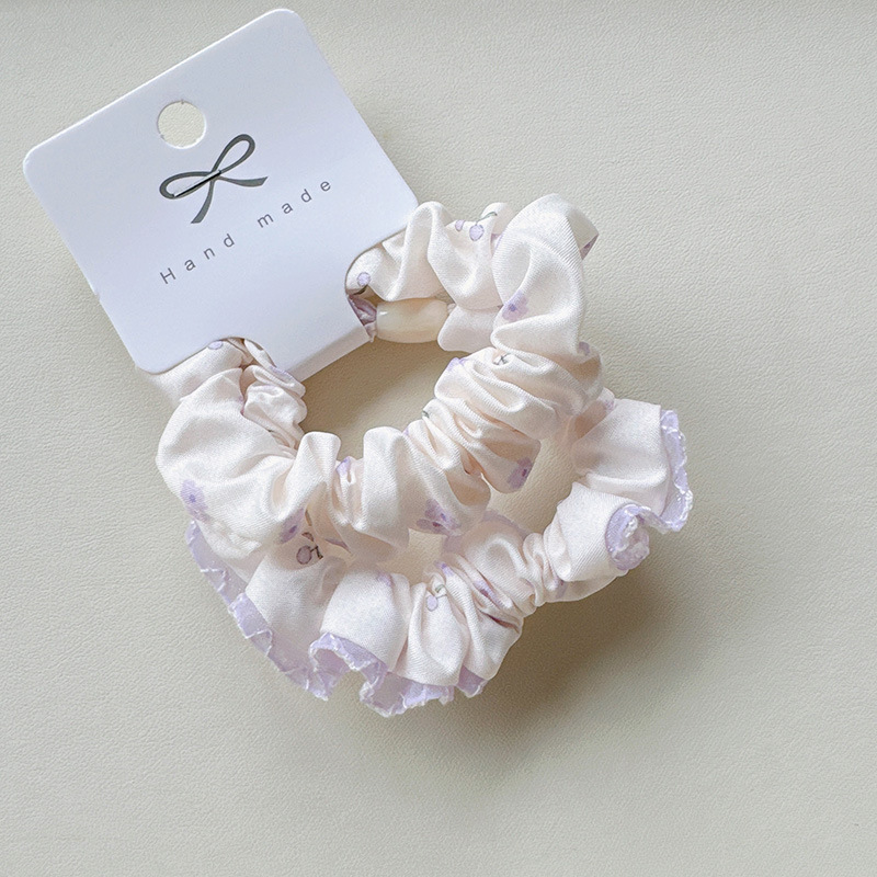 2条装春夏新款少女花朵大肠发圈棉布花边糖果色小清新气质发绳女详情8