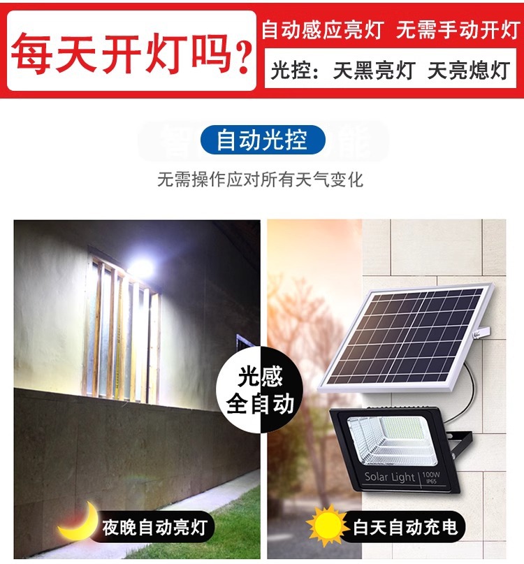 2024新款太阳能户外庭院灯家用室外防水新型农村感应照明led路灯详情8