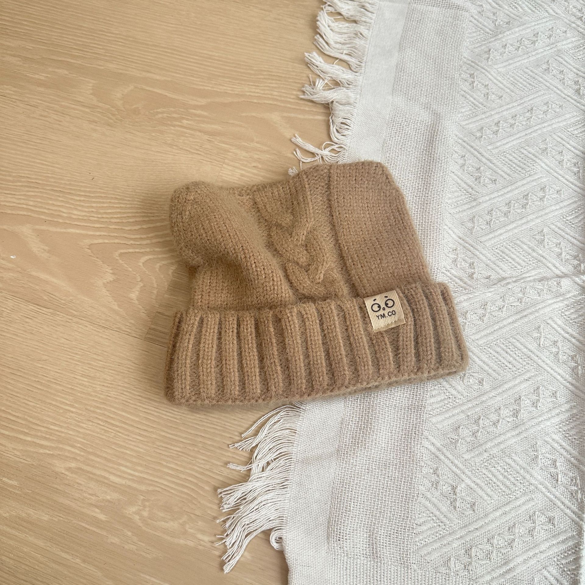 儿童针织帽日系可爱猫耳朵小标狐狸毛秋冬毛线帽防风保暖护耳帽详情22