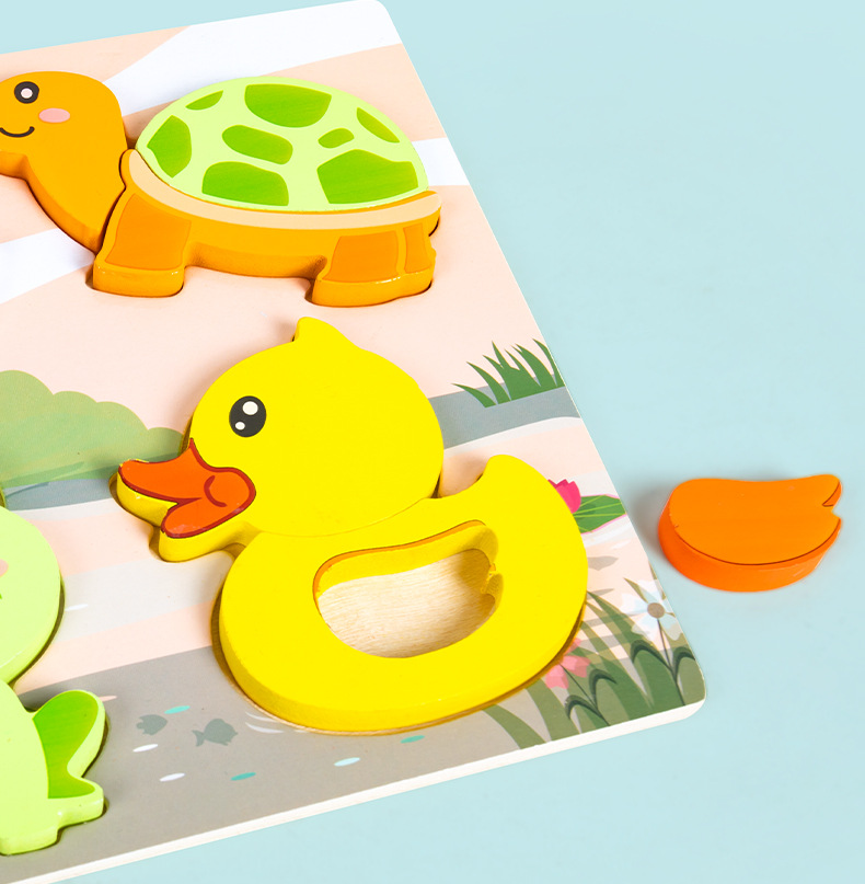 四合一立体拼图婴幼儿童蒙氏早教益智玩具启蒙认知配对3D拼板跨境详情3