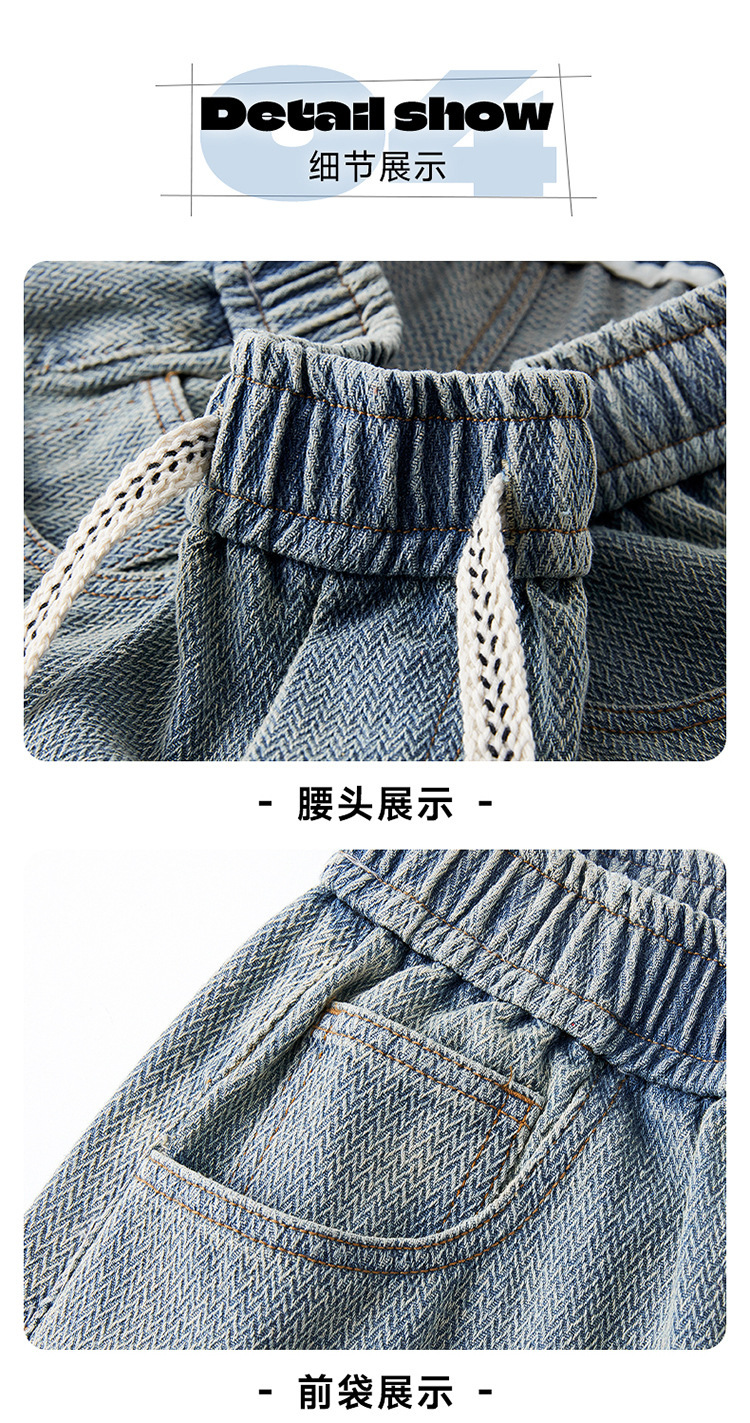 Starry sky pattern denim shorts for men, loose and trendy straight-leg casual mid-length pants, 2025 new style American versatile pic 15
