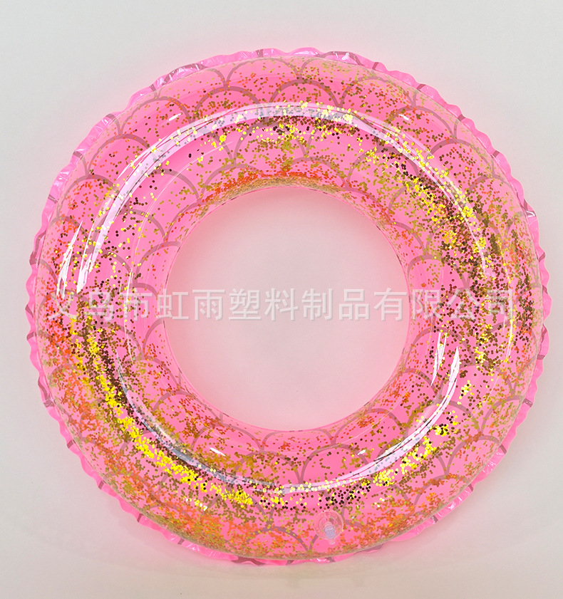 虹雨新品成人充气游泳圈透明亮片鱼纹游泳圈PVC救生圈腋下圈批发详情10