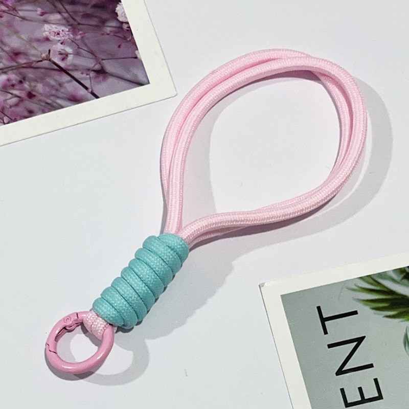 手机挂绳短款拼色打结编织挂绳毛绒钥匙扣编织挂绳防丢吊绳15CM详情5