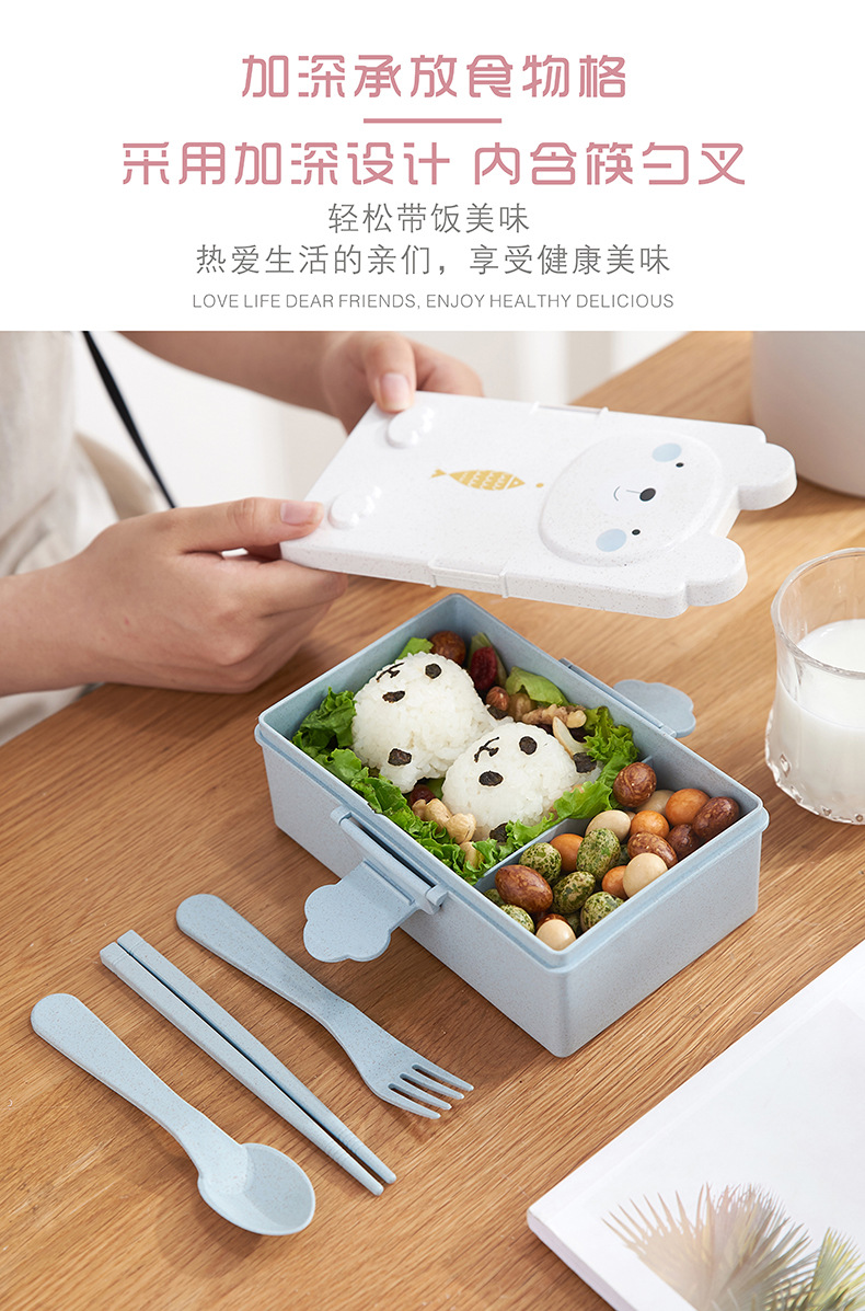 儿童饭盒 学生便携塑料午餐盒户外野餐保鲜盒密封保温餐盒便当盒详情9