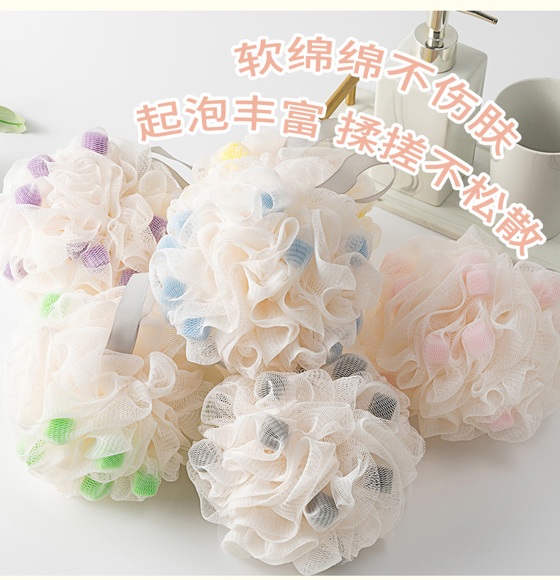 海绵浴花超柔软加大号高档不散花少女可爱浴花球洗澡起泡搓澡神器详情6