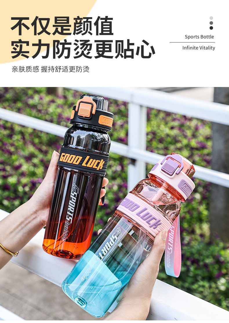 新款渐变透明运动水杯夏季大容量太空杯带盖子学生水瓶便携大水壶详情4