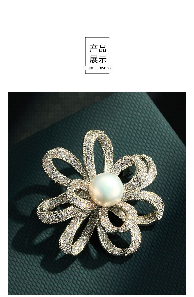 The elegant gift is a fine selection of light luxury, slightly studded with zirconium flower grey pearl brooch, a high-end and versatile clothing accessory, a pin and a brooch flower pic 17