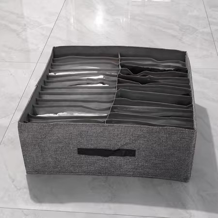 Double-row pants storage box, home clothes organizing box, wardrobe compartments for clothes storage, drawer layering magic tool pic 2