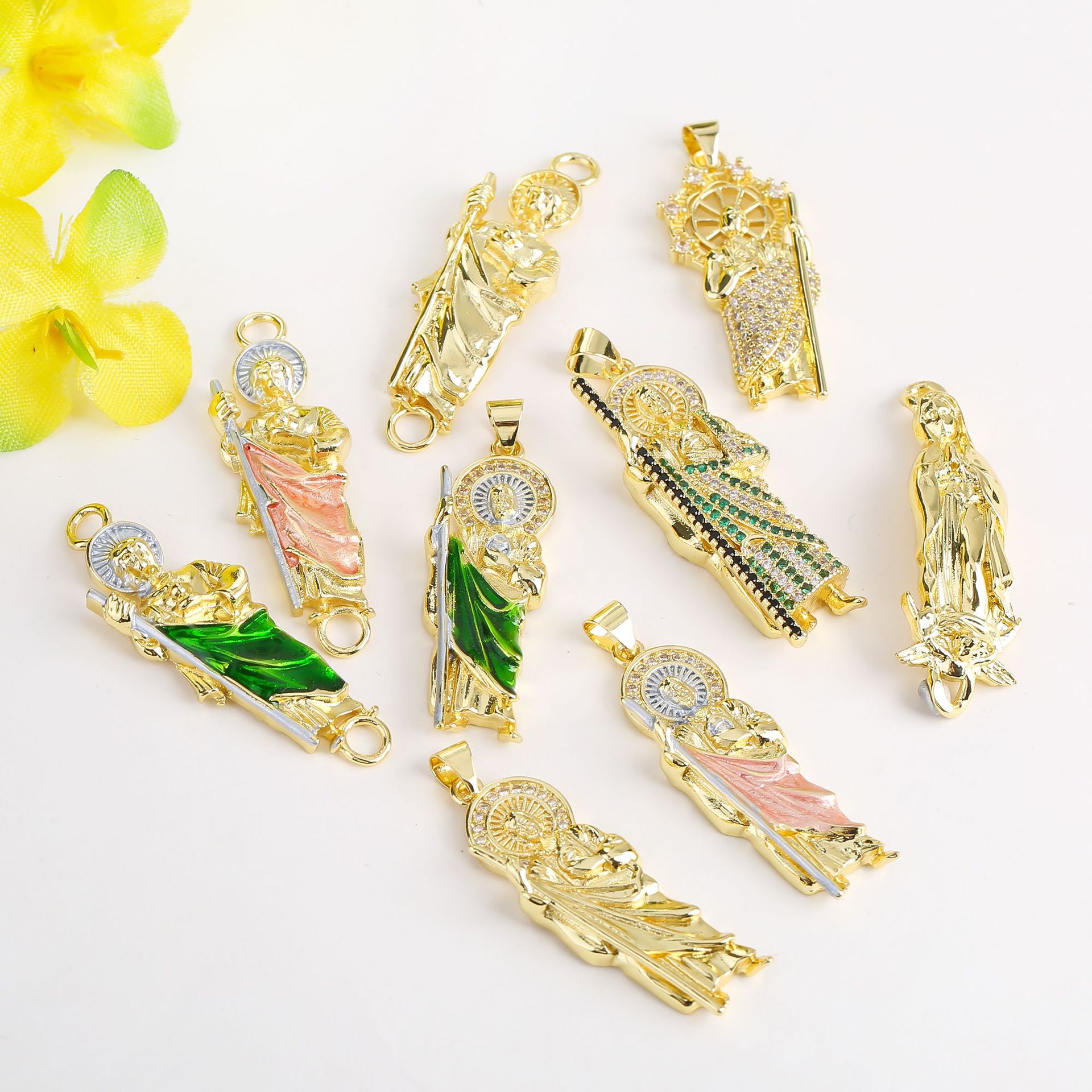 14k gold-plated oil drip pendant with micro-inlaid zircon Virgin Mary pendant diy accessory necklace pendant accessory pic 4